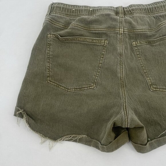 American Eagle Size 8 Olive Stretch Denim Utility Tomgirl Drawstring Shorts - Picture 15 of 16